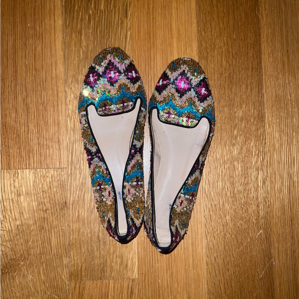 j crew colorful sequin flats, size 9.5 EUC